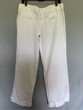 CONVERSE ONE STAR White Linen Blend Utility Pants | Women’s 12 | Straight Leg